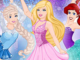 Барби на коньках с принцессами